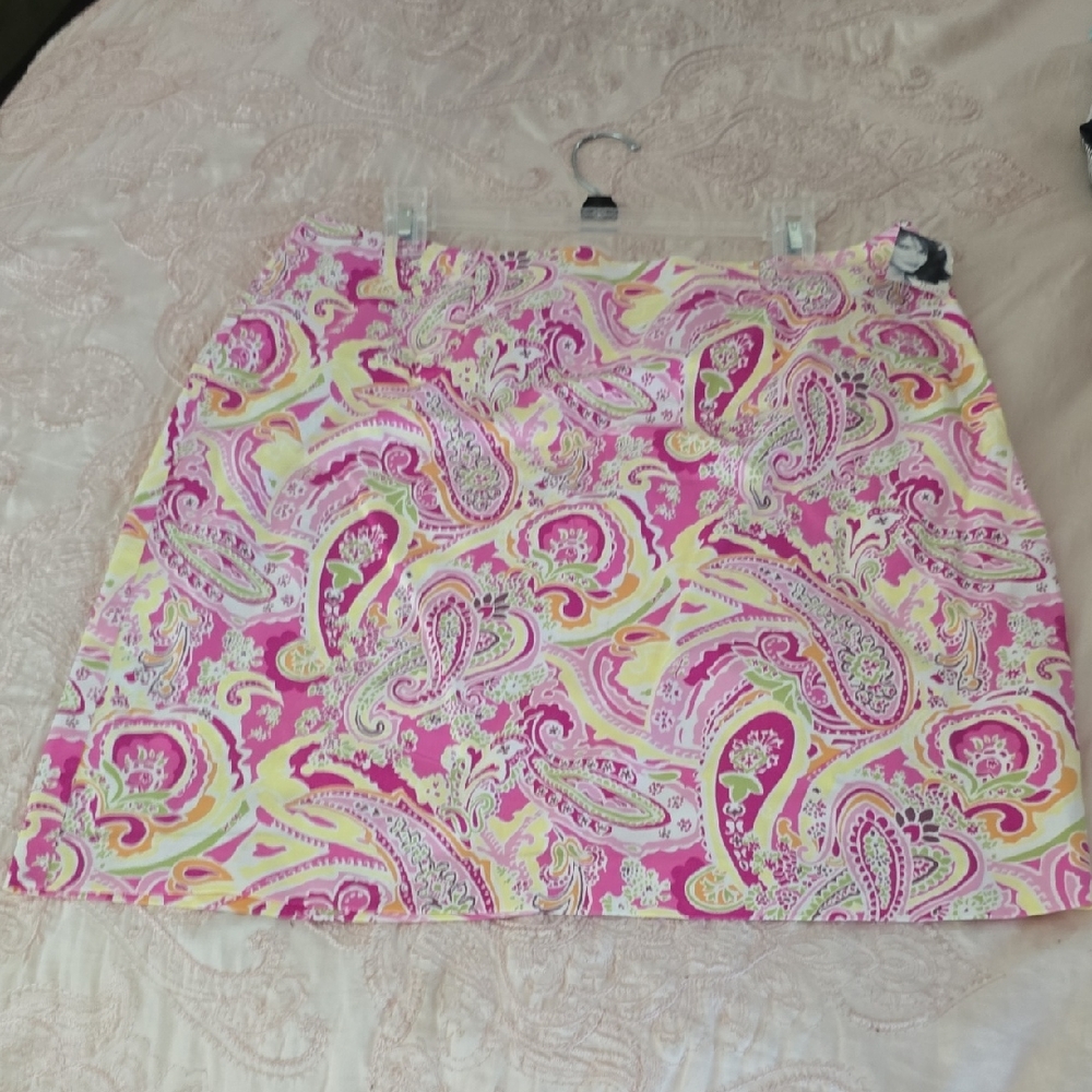 Jaclyn Smith Pink and Purple Mini Pencil Skirt Resort Wear